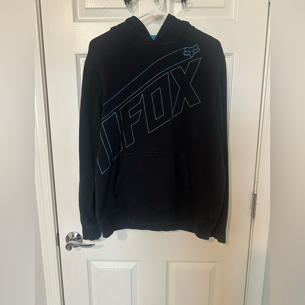 Fox Black Hoodie with Blue Accents